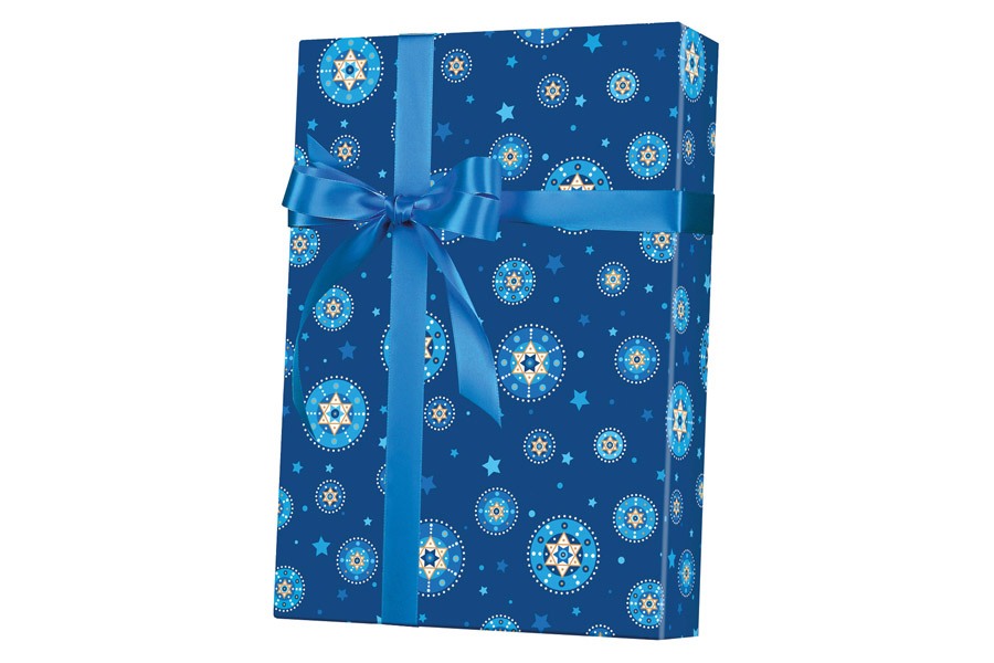 24-in x 417-ft REVERSIBLE STARRY CHANUKAH GIFT WRAP (X7016)