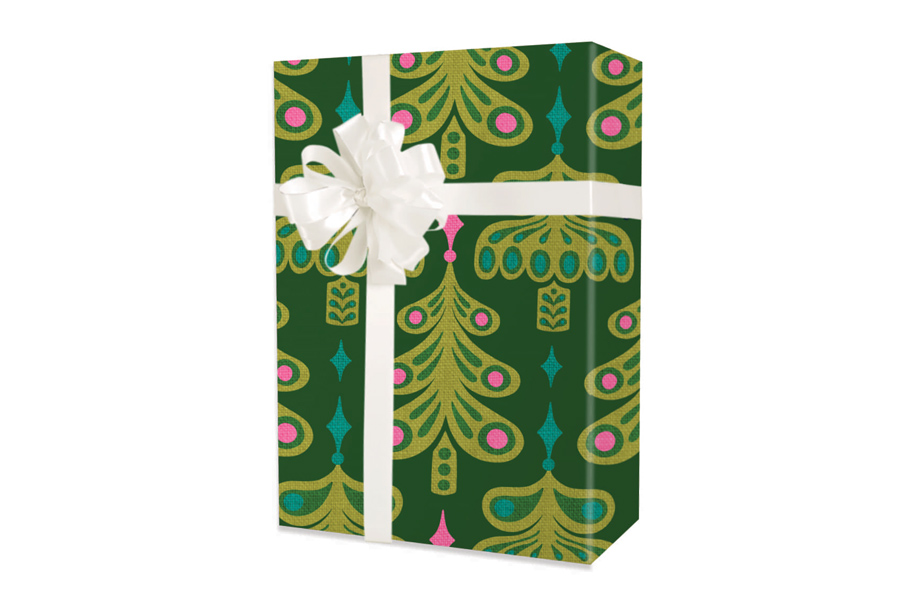 24-in x 100-ft JEWELED TREES GIFT WRAP (X7937)