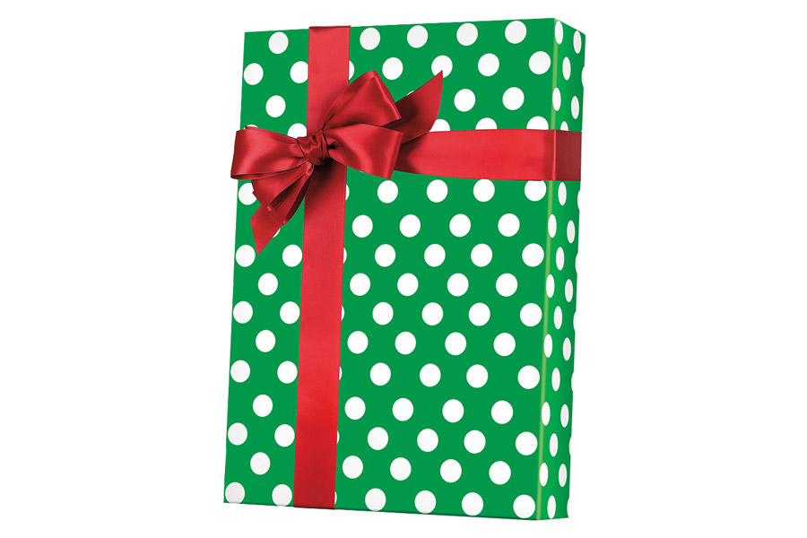 24-in x 100-ft REVERSIBLE CHRISTMAS POLKA DOTS GIFT WRAP (X5459 )