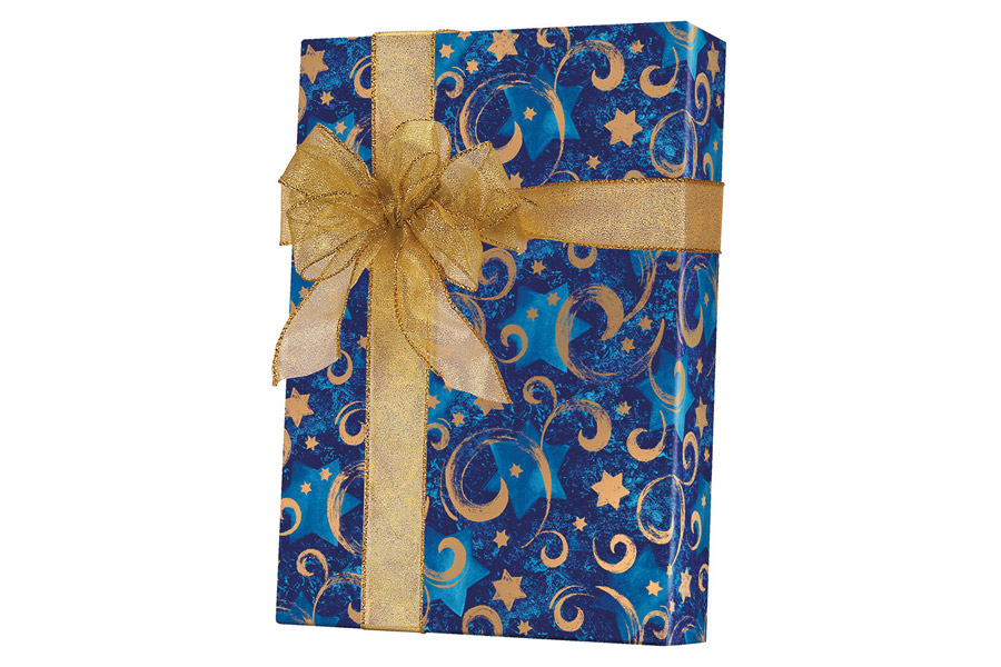 24-in x 417-ft GOLD STAR CHANUKAH GIFT WRAP (E4730)