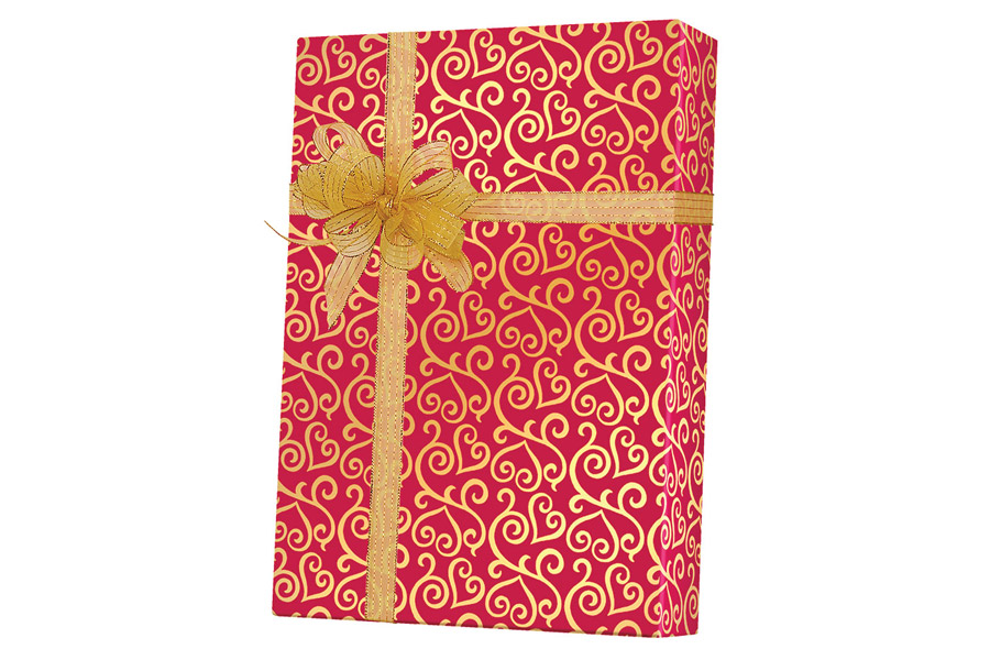 24-in x 417-ft SCROLLED HEARTS GIFT WRAP (E4074)