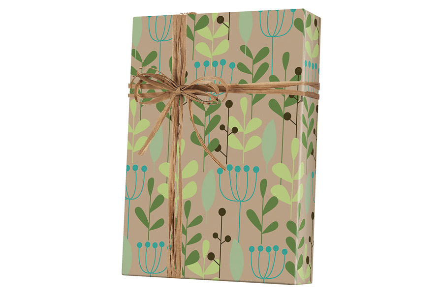 24-in x 417-ft LEAVES AND BERRIES GIFT WRAP (E6232)
