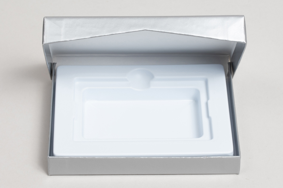 4-5/8 x 3-3/8 x 5/8 SILVER ICE GIFT CARD BOX WITH PLATFORM INSERT