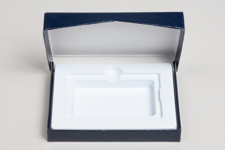 4-5/8 x 3-3/8 x 5/8 BLUEBERRY ICE EMBOSSED GIFT CARD BOX WITH PLATFORM INSERT