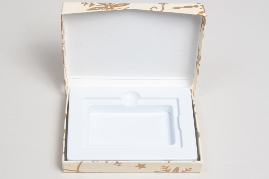 4-5/8 x 3-3/8 x 5/8 GOLDEN SNOW GIFT CARD BOX WITH PLATFORM INSERT
