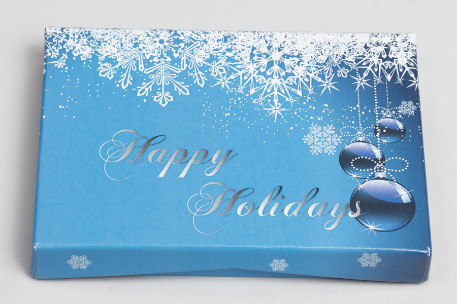 4-5/8 x 3-3/8 x 5/8 BLUE ORNAMENT SILVER GIFT CARD BOX WITH POP-UP INSERT