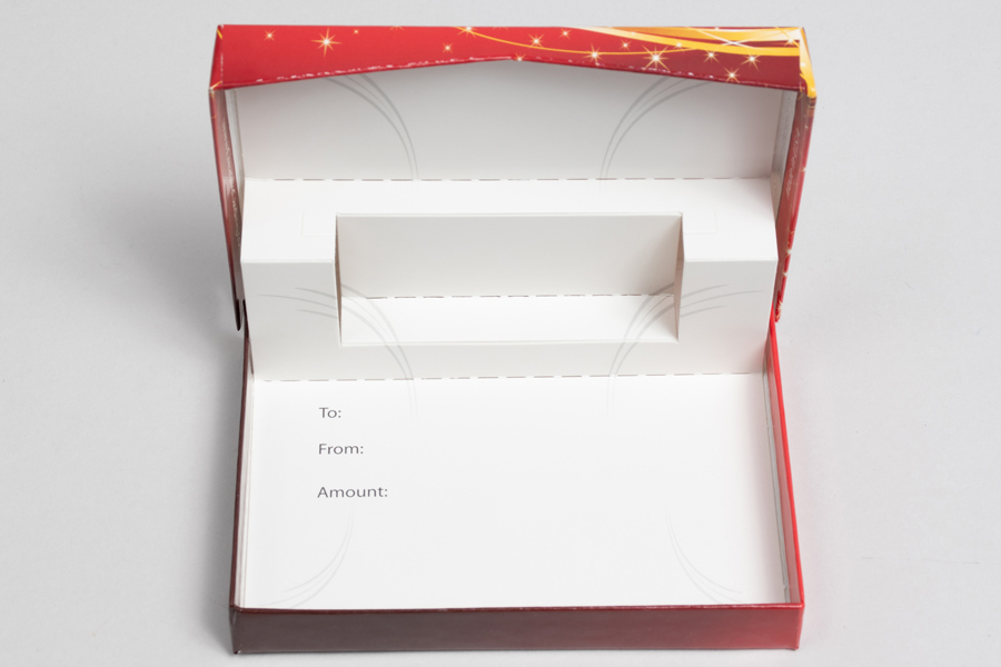 4-5/8 x 3-3/8 x 5/8 RED ORNAMENT GIFT CARD BOX WITH POP-UP INSERT