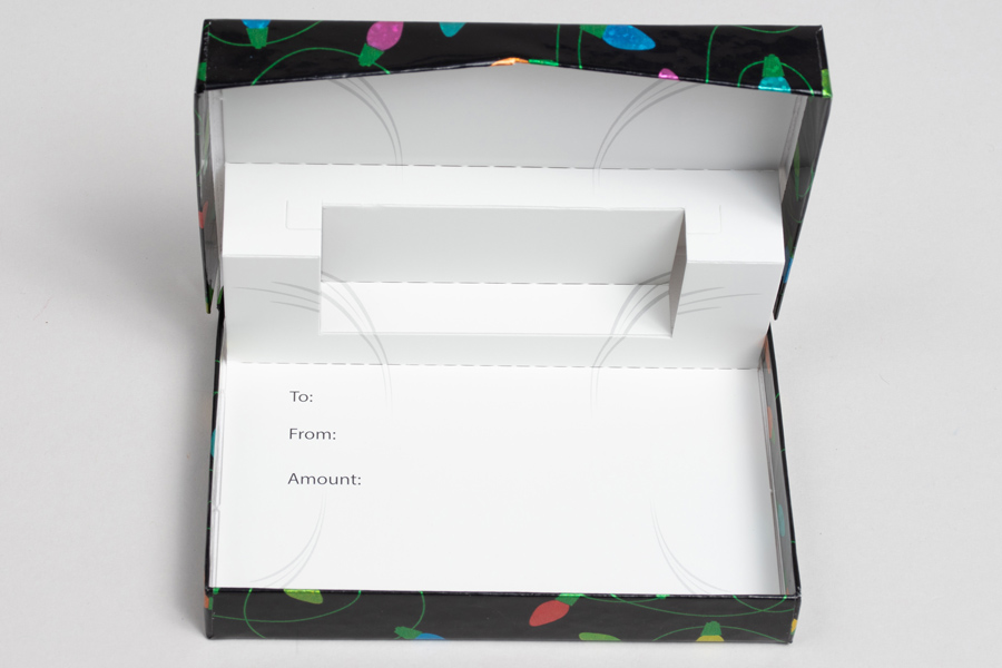 4-5/8 x 3-3/8 x 5/8 HOLOGRAPHIC LIGHTS GIFT CARD BOX WITH POP-UP INSERT