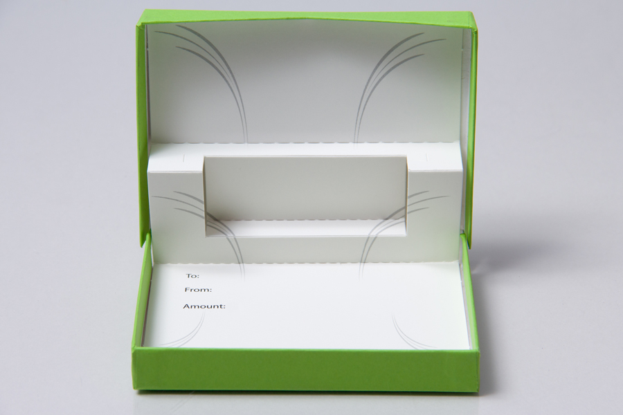 4-5/8 x 3-3/8 x 5/8 LIME MATTE GIFT CARD BOX WITH POP-UP INSERT