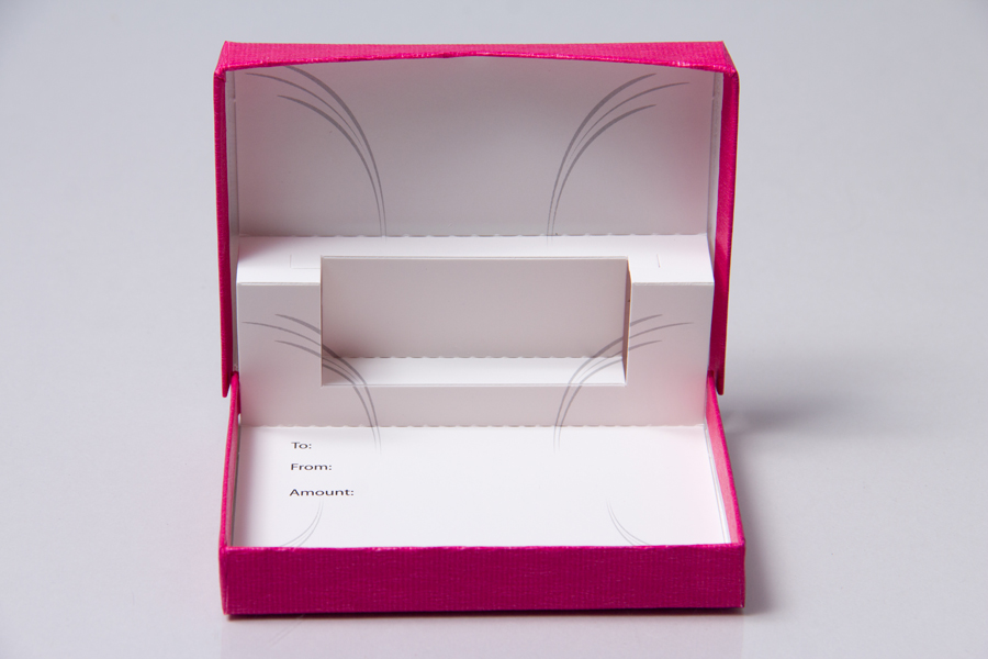 4-5/8 x 3-3/8 x 5/8 PINK RIB GIFT CARD BOX WITH POP-UP INSERT