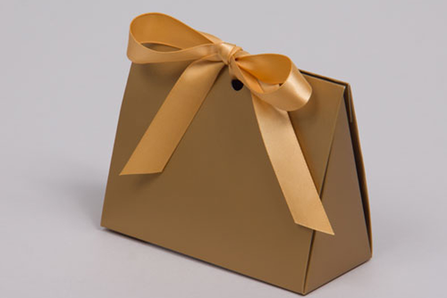 4.5x2x3.75 Matte Chocolate Ribbon Tied Purse Gift Card Boxes