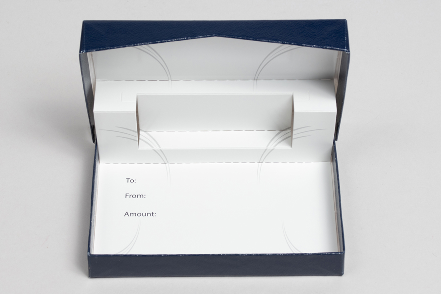 4-5/8 x 3-3/8 x 5/8 BLUEBERRY ICE EMBOSSED GIFT CARD BOX WITH POP-UP INSERT