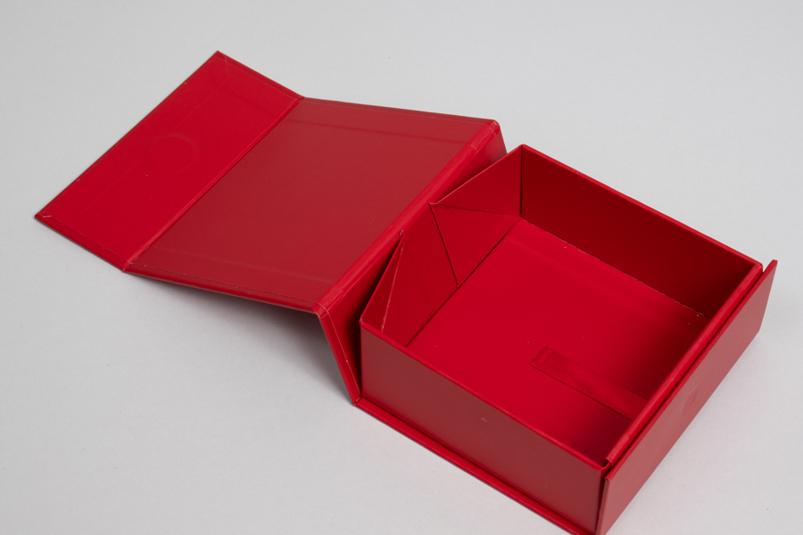 3-5/8 x 3-1/2 x 1-1/2 MATTE RED MAGNETIC LID GIFT BOXES