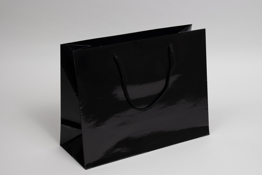 13 x 5 x 10 GLOSS BLACK SPECIAL PURCHASE EUROTOTE SHOPPING BAGS