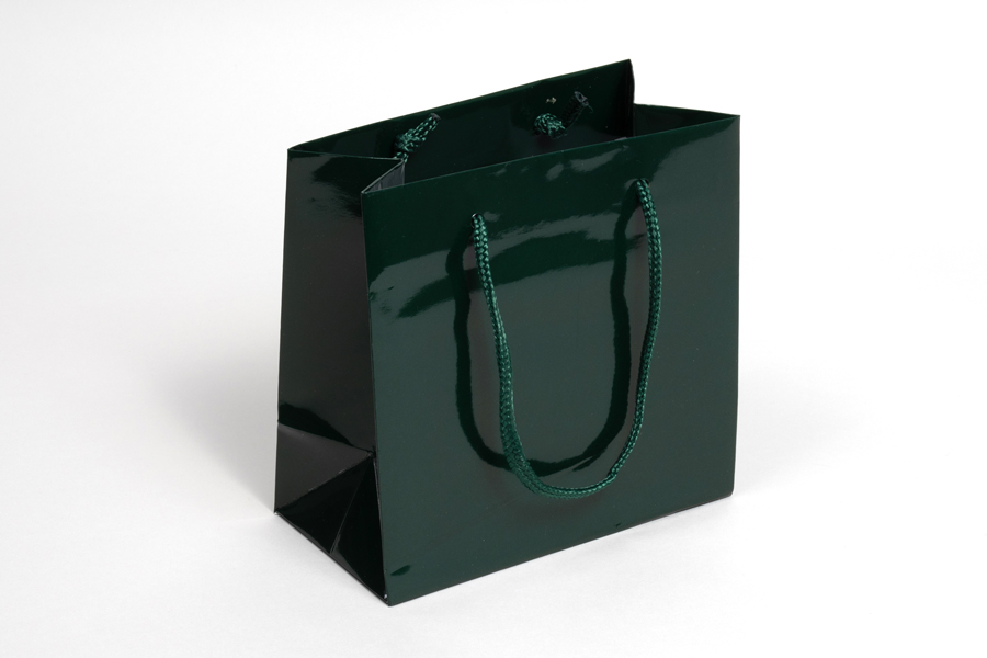 6.5 x 3.5 x 6.5 GLOSS HUNTER GREEN SPECIAL PURCHASE EUROTOTE SHOPPING BAGS