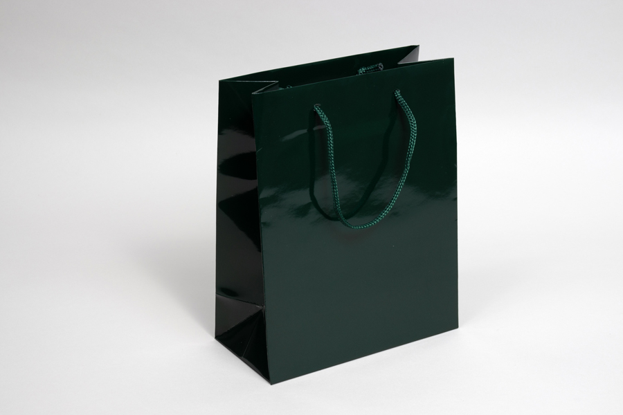 8 x 4 x 10 GLOSS HUNTER GREEN SPECIAL PURCHASE EUROTOTE SHOPPING BAGS
