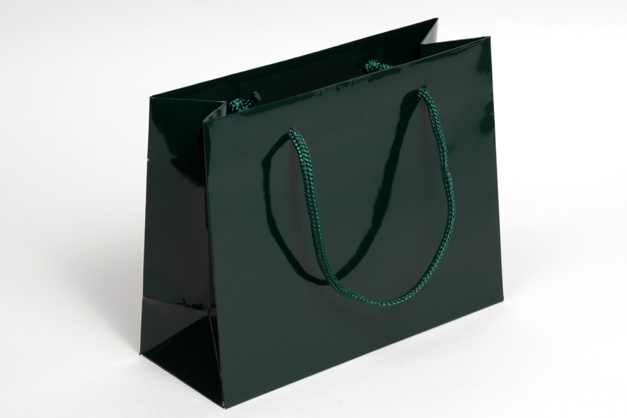 9 x 3.5 x 7 GLOSS HUNTER GREEN SPECIAL PURCHASE EUROTOTE SHOPPING BAGS