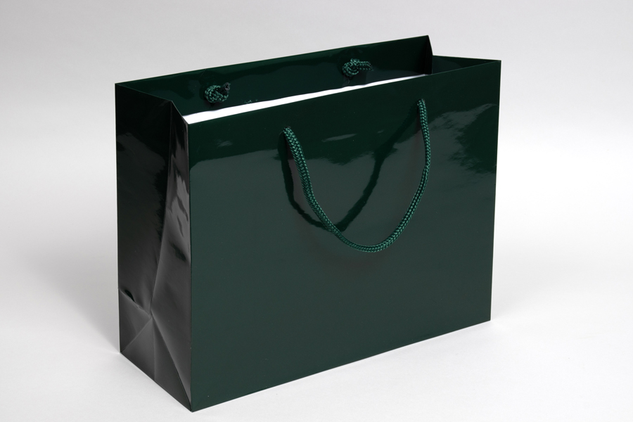 13 x 5 x 10 GLOSS HUNTER GREEN SPECIAL PURCHASE EUROTOTE SHOPPING BAGS