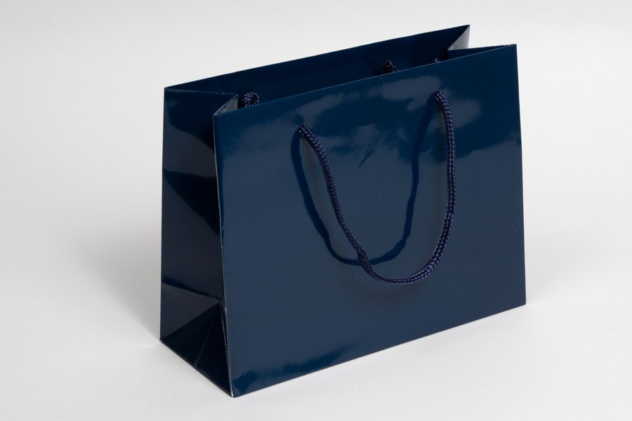 9 x 3.5 x 7 GLOSS NAVY SPECIAL PURCHASE EUROTOTE SHOPPING BAGS