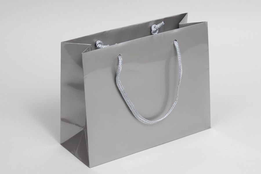 9 x 3.5 x 7 GLOSS PLATINUM SPECIAL PURCHASE EUROTOTE SHOPPING BAGS