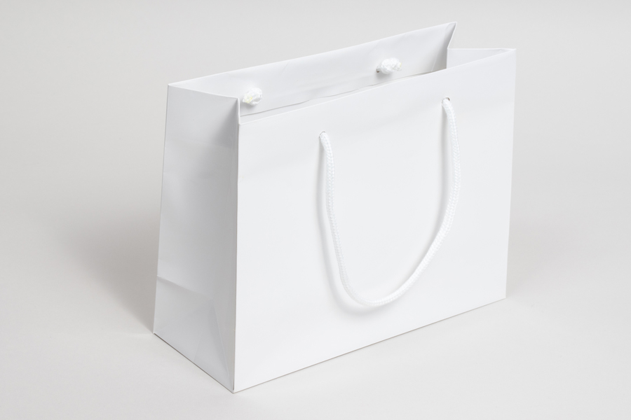 9 x 3.5 x 7 GLOSS WHITE SPECIAL PURCHASE EUROTOTE SHOPPING BAGS