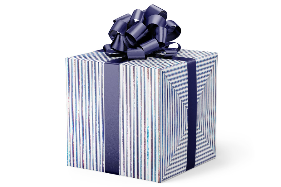 24-in x 417-ft BLUE TICKING STRIPE GIFT WRAP (GW-8911)