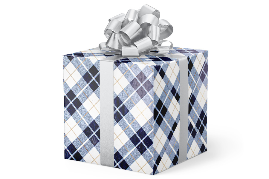 24-in x 417-ft NAVY/GOLD PLAID GIFT WRAP (GW-9106)