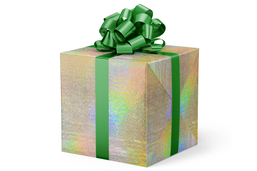 24-in x 417-ft RAINBOW GOLD HOLOGRAPHIC GIFT WRAP (GW-9383)