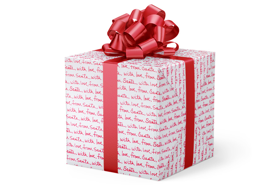 24-in x 417-ft WITH LOVE FROM SANTA ON WHITE GIFT WRAP (GW-9161)