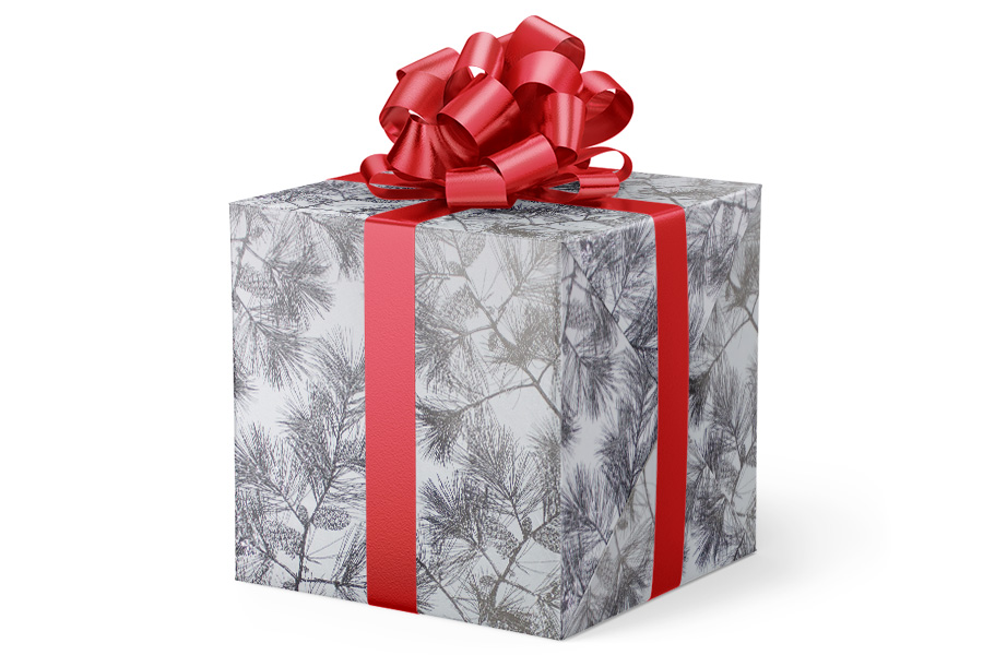 24-in x 417-ft SILVER PINE BOUGHS GIFT WRAP (GW-9391)