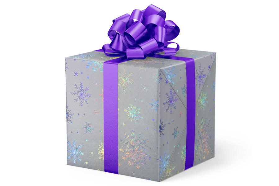 24-in x 417-ft IRIDESCENT SNOWFLAKE RAINBOW HOLOGRAPHIC GIFT WRAP (GW-9423)