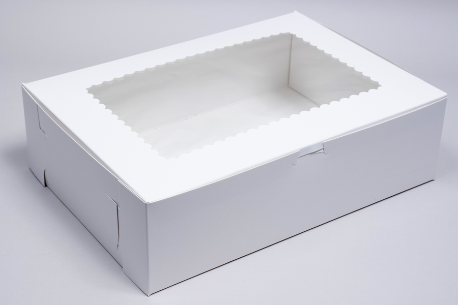 14 x 10 x 4 WHITE CUPCAKE BOXES WITH WINDOWS