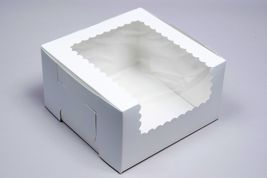 8 x 8 x 4 WHITE CUPCAKE BOXES WITH WINDOWS