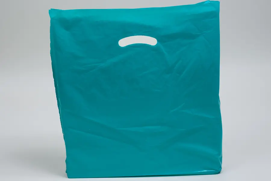 18X18X4 TEAL GLOSS PLASTIC BAGS