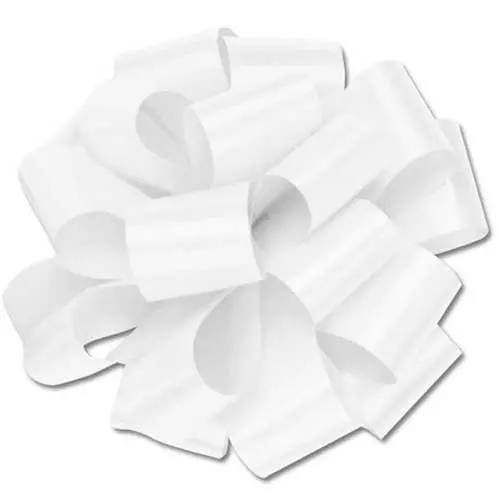 5.5"POLY POM BOW-WHITE PF9