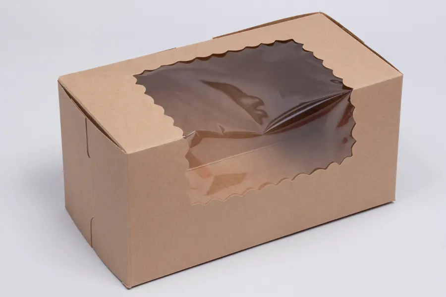 8X4X4 CUPCAKE BOX KRAFT-WINDOW