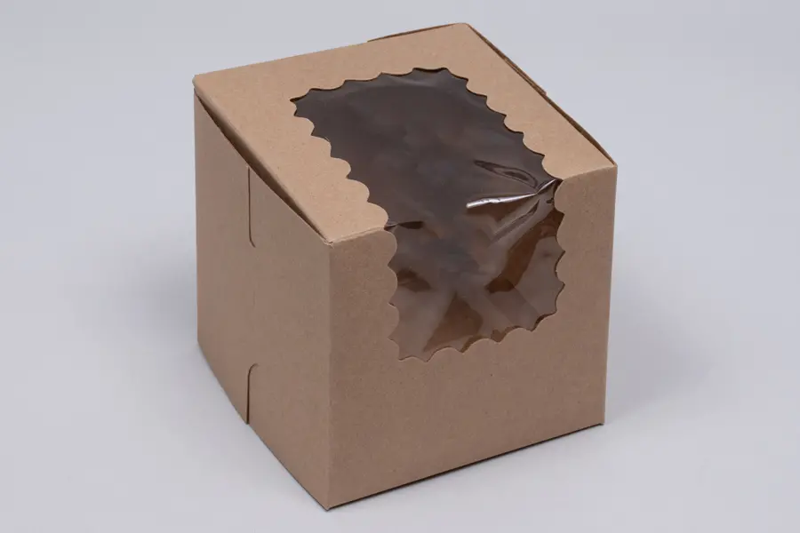 4X4X4 CUPCAKE BOX KRAFT-WINDOW
