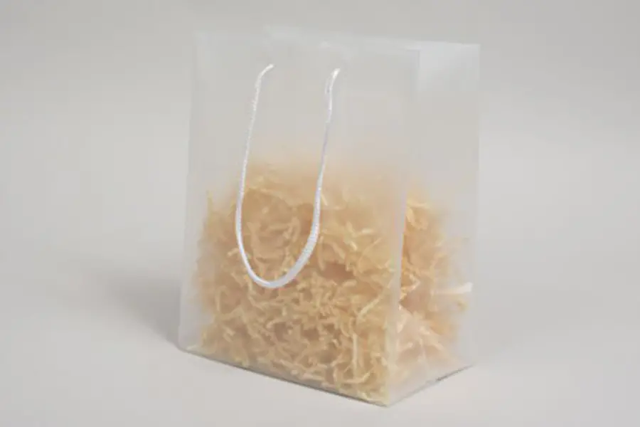 8X5X10 FROSTED ROPE HANDLE EUROTOTE-CLEAR