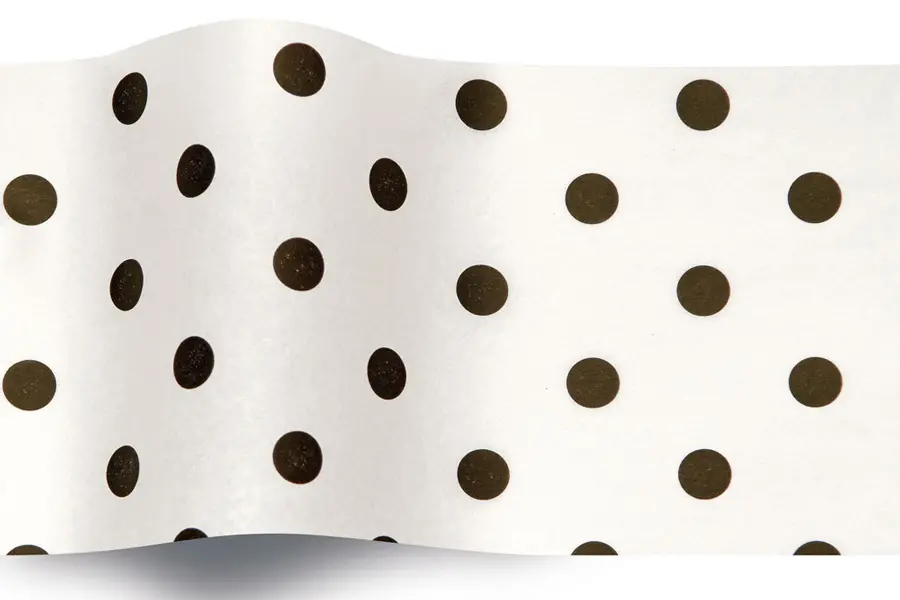 20X30 TISSUE BLACK DOTS/WHITE "A"