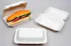 9 X 6 BAGASSE HINGE LID BOX WHITE 1 SECTION