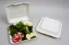 9 X 9 X 3-1/5 BAGASSE HINGE LID BOX WHITE 1 SECTION
