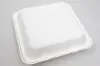 9 X 9 X 3-1/5 BAGASSE HINGE LID BOX WHITE 3 SECTION