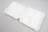 9 X 9 X 3-1/5 BAGASSE HINGE LID BOX WHITE 3 SECTION