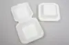 6 X 6 X 3-1/5 BAGASSE HINGE LID BOX WHITE 1 SECTION