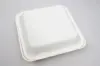 7-7/8 X 8 X 3-1/5 BAGASSE HINGE LID BOX PLA LINED WHITE 3 SECTION