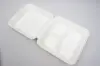 7-7/8 X 8 X 3-1/5 BAGASSE HINGE LID BOX PLA LINED WHITE 3 SECTION