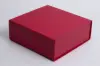 6 X 6 X 2-3/4 SCARLET LEATHER MAGNETIC BOX