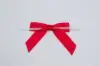 2-1/2" X 2" SATIN RED PRE-TIED BOW CLEAR TWIST TIE
