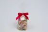 2-1/2" X 2" SATIN RED PRE-TIED BOW CLEAR TWIST TIE