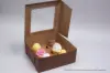 10X10X4 CHOCOLATE CUPCAKE BOX W/WIND 6 CUP